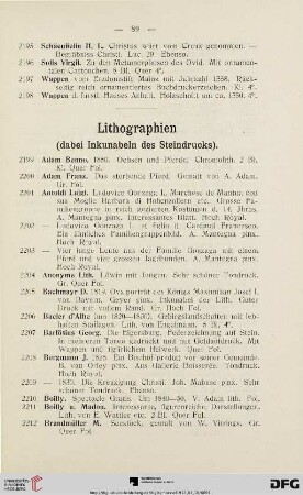 Lithographien, dabei Inkunabeln (Nr. 2199-2326)