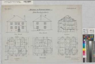 Eisborn (Balve) Wohnhaus des Rittergutes Ansichten, Schnitt, Grundrisse (Ausführungszeichnung) 1913 1 : 100 54 x 75 Zeichnung Landsberg-Velensches Bauamt Landsberg-Velen