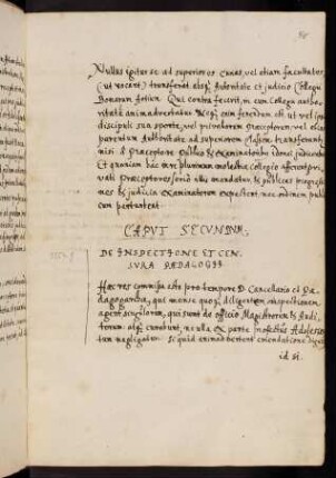 Caput Secundum. De Inspectione et censura Paedagogii.