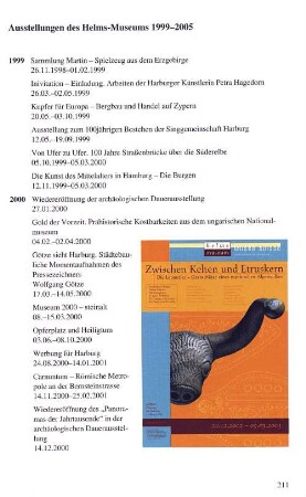 Ausstellungen des Helms-Museums 1999-2005