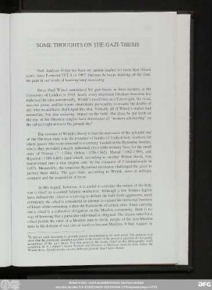 Some Thoughts On The Gazi-Thesis