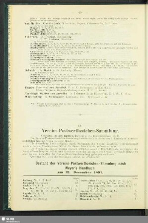 IX. Vereins-Postwerthzeichen-Sammlung