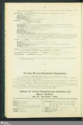 IX. Vereins-Postwerthzeichen-Sammlung