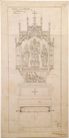 Entwurfszeichnung für einen Seitenaltar in der Spitalkirche in Vilsbiburg