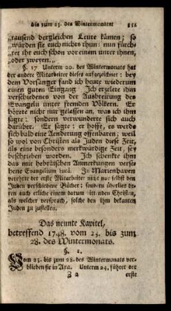 Das neunte Kapitel, betreffend 1748. vom 23. bis zum 28. des Wintermonats