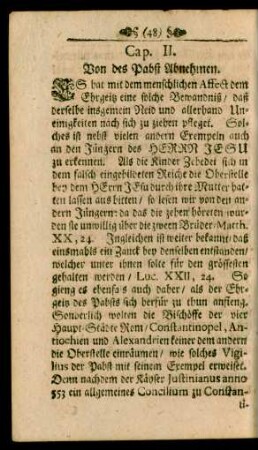 Cap. II. Von des Pabst Abnehmen