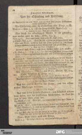 Zweyter Abschnitt. Von der Schöpfung und Vorsehung.