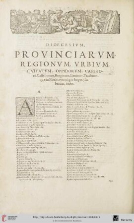 Diocesivm, Provinciarvm, [...], index