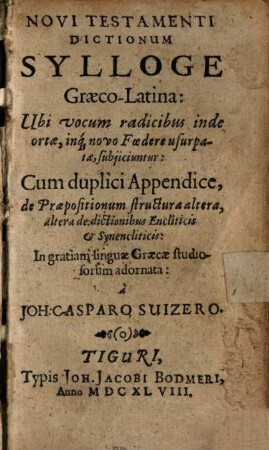 Novi Testamenti dictionum sylloge Graeco-latina