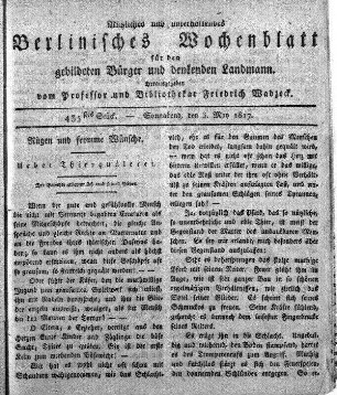 435stes Stueck, Sonnabend, den 3. May 1817
