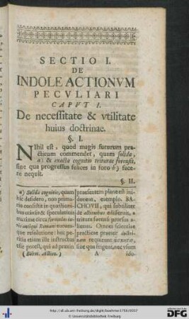 Sectio I. De Indole Actionum Peculiari.