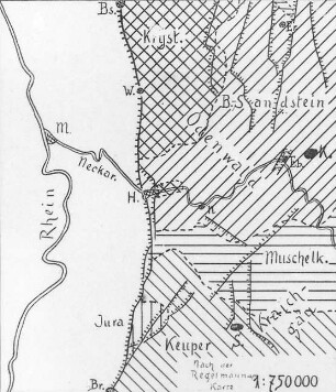 Geologische Karte der Umgebung von Heidelberg : Geologie | Geologische Charakterbilder | Der Odenwald bei Heidelberg sein Abbruch zum Rheine