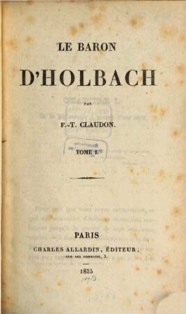 Le Baron D'Holbach, 1