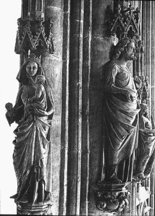 Carcassonne, Basilika St-Nazaire, Nordost-Vierungspfeiler, Madonna mit Kind, Joachim