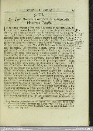 §. III. De Iure Romani Pontificis in elargiendis Honorum Titulis