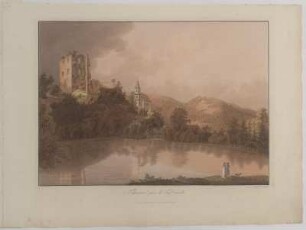 Ansicht von Tharandt mit Bergkirche und Ruine, Umrissradierung, 1810 : Tharand prés de Dresde / Gravé par Wizani le jeune. - Dresden : Schultze , [um 1810]. - 1 Kunstbl. : kolor. Umrissradierung ; 52 x 37 cm