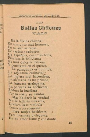 A las bellas chilenas : Vals