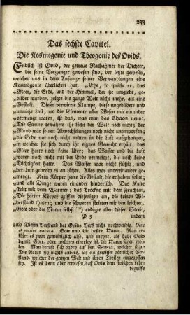 Das sechste Capitel. Die Kosmogonie und Theogonie des Ovids