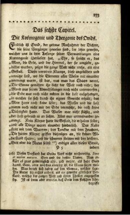 Das sechste Capitel. Die Kosmogonie und Theogonie des Ovids