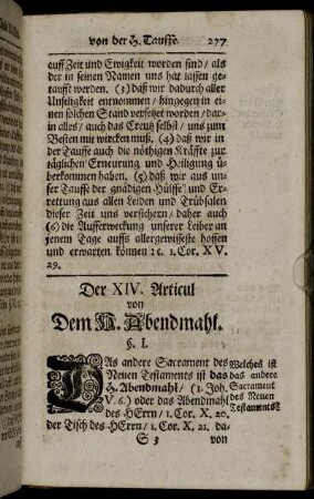Der XIV. Articul von Dem H. Abendmahl