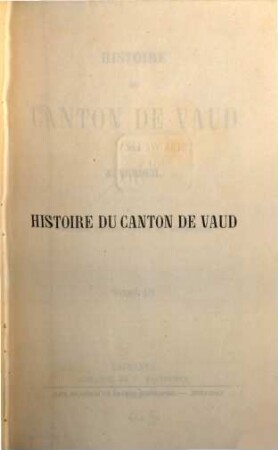 Histoire du Canton de Vaud, 3
