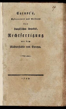 Carnot's, Exdirectors und Stifters der französischen Republik, Rechtfertigung vor dem Richterstuhle von Europa