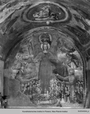 Madonna della Misericordia - Schutzmantelmaria mit den Heiligen Franz und Bernhard von Siena