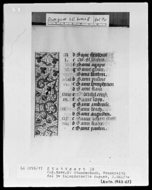 Lateinisch-französisches Stundenbuch — ---, Folio 2 recto - 13 versoTeilbordüre, Folio 9verso
