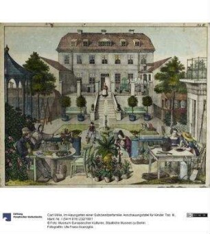 Im Hausgarten einer Gutsbesitzerfamilie. Anschauungstafel für Kinder. Tab. III.