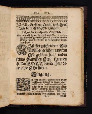 Enthalt der verabfaßten Trost-Rede