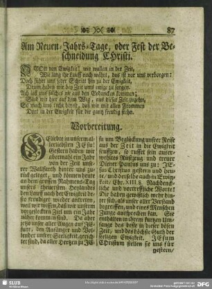 Am Neuen-Jahrs-Tage, oder Fest der Beschneidung Christi