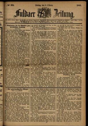 Ausgabe vom Freitag, den 09. Oktober 1885.