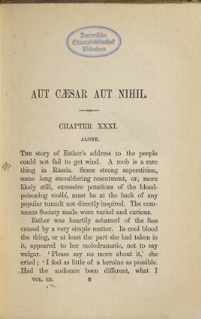 Aut Caesar aut nihil : Int three volumes, 3