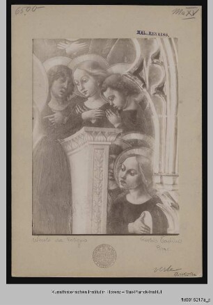 Thronende Madonna mit Kind umgeben von Heiligen