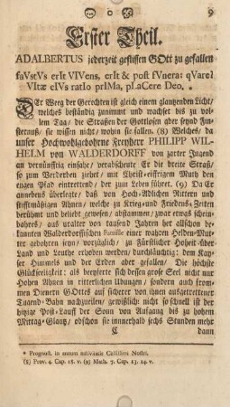 Erster Theil. Adalbertus jederzeit geflissen Gott zu gefallen.