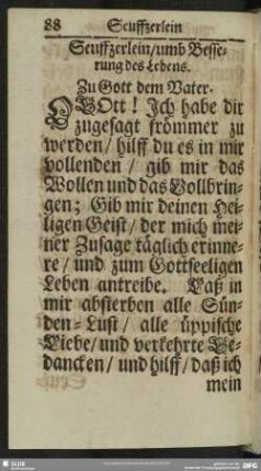 Seuffzerlein, umb Besserung des Lebens