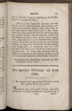 Von chymischen Erfindungen und Kunststücken.