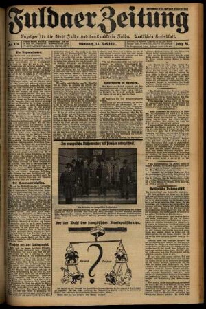 Erste Ausgabe vom Mittwoch, den 13. Mai 1931.