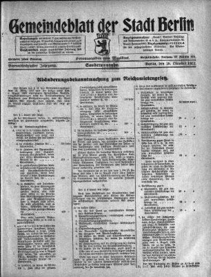 Sonderausgabe, 29. Oktober 1923
