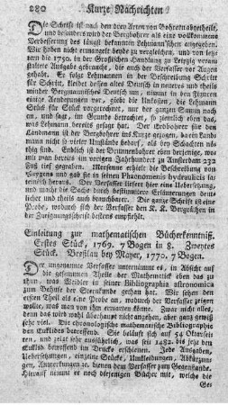Einleitung zur mathematischen Bücherkenntniß. St.1.2.