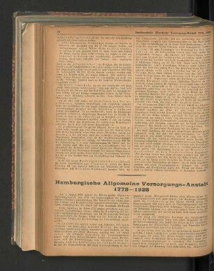 Hamburgische Allgemeine Versorgungs-Anstalt 1778-1928