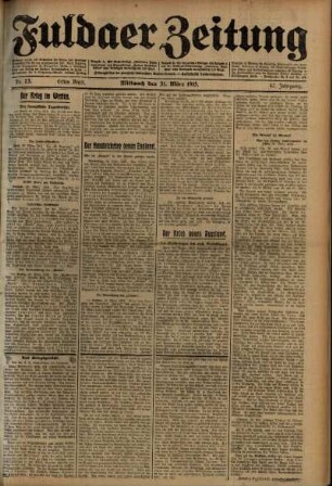 Erste Ausgabe vom Mittwoch, den 31. März 1915.