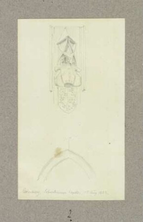 Wappen und Spitzbogen der Sebastianskapelle in Ladenburg