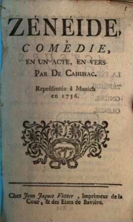 Zénéide : comédie, en un acte, en vers