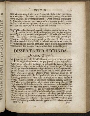 Dissertatio Secunda. De motu, & quiete.