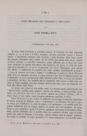 Sulle relazioni tra Cinematica e Meccanica.