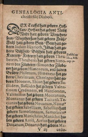 Genealogia Antichristi filii Diaboli.