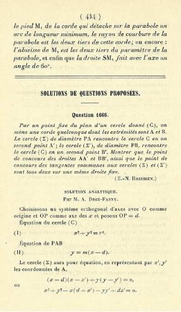 Solutions de questions proposées.
