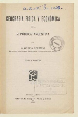 Geografía física y económica de la República Argentina