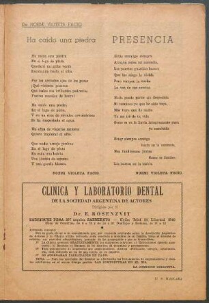 De Noemi Vioteta Facio : Ha caído una piedra - Presencia